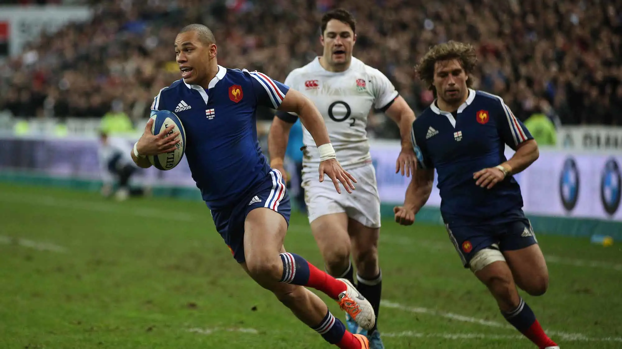 Gael Fickou scores a try to win the match 1/2/2014