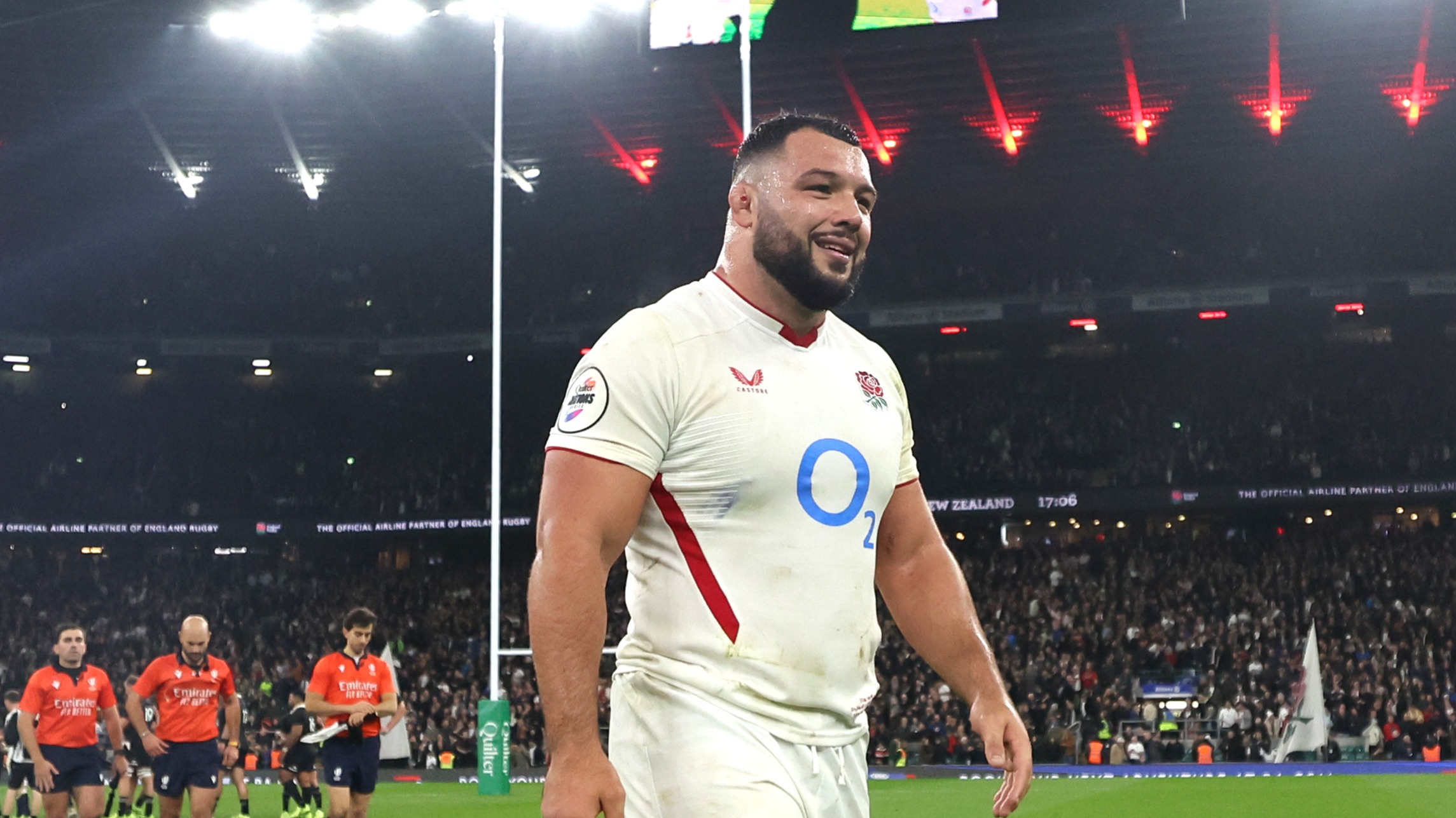 England's Ellis Genge is all smiles after the 2025 Quilter Nations Series victory against New Zealand.