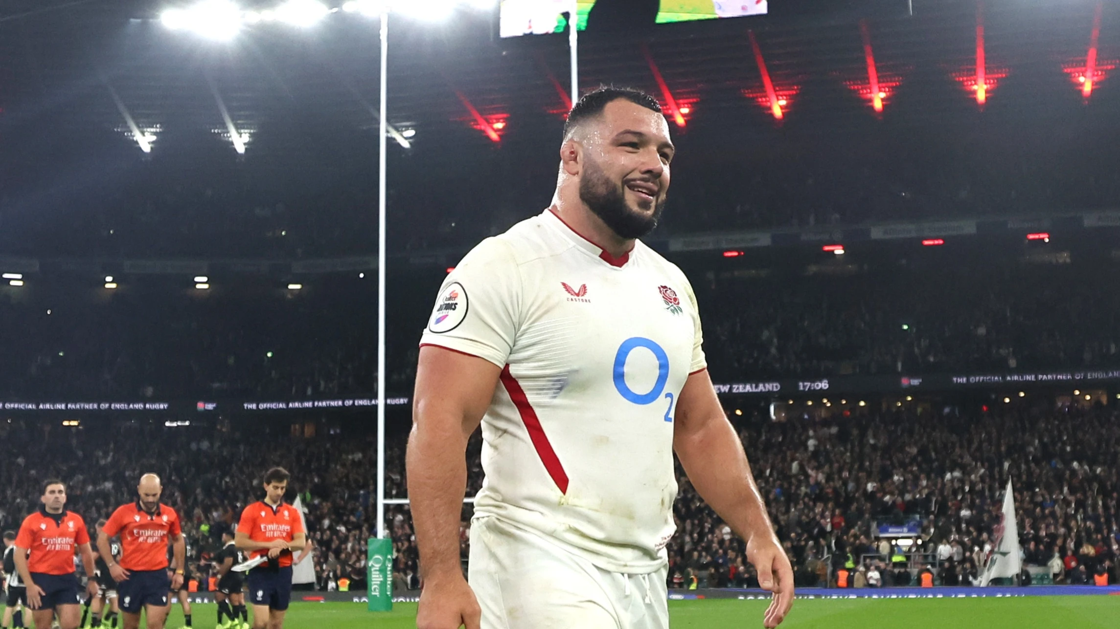 England's Ellis Genge is all smiles after the 2025 Quilter Nations Series victory against New Zealand.