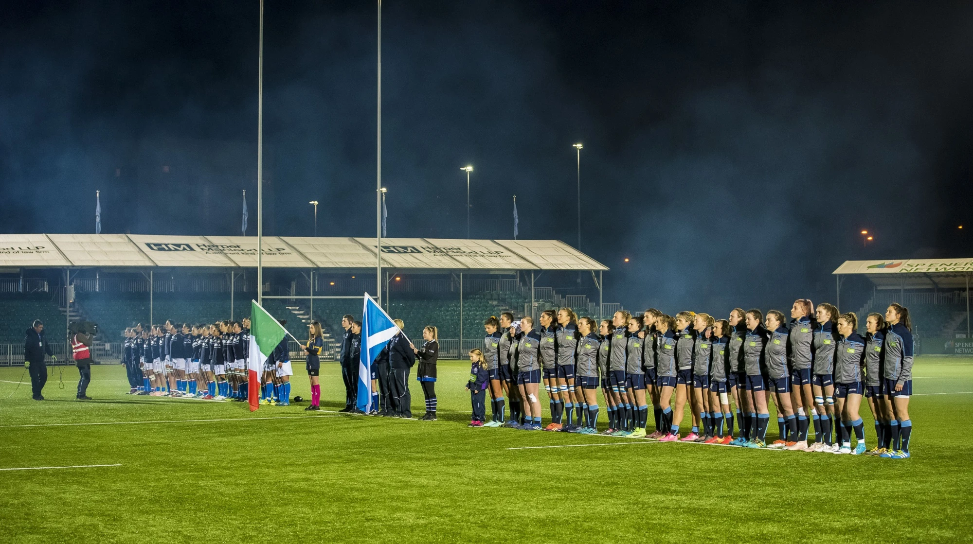 The Scotland team stand for the National Anthem 1/2/2019