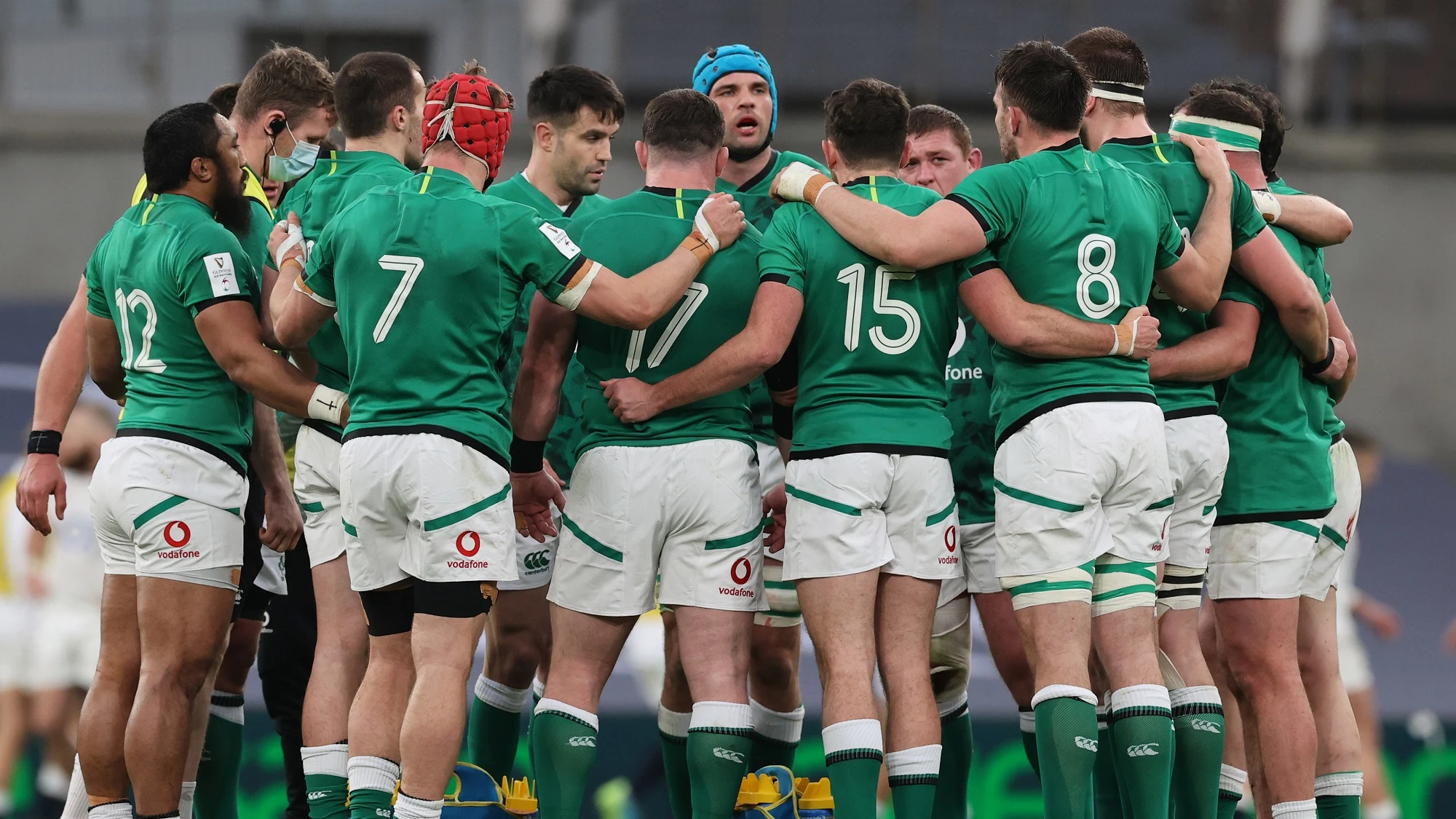 Ireland’s team huddle 20/3/2021