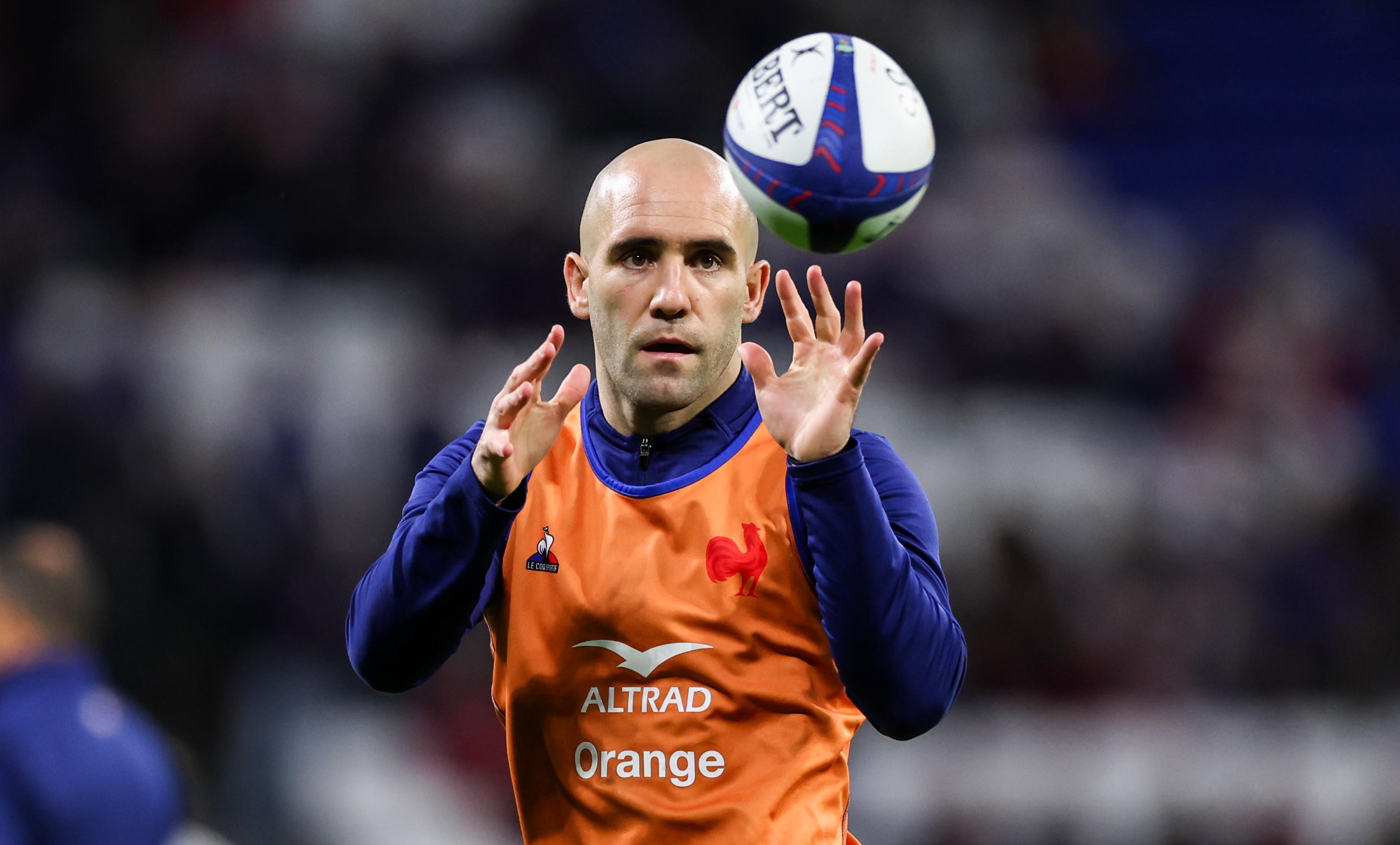 France’s Maxime Lucu warms-up ahead of the 2024 Guinness Six Nations Championship Round 5 between France and England.