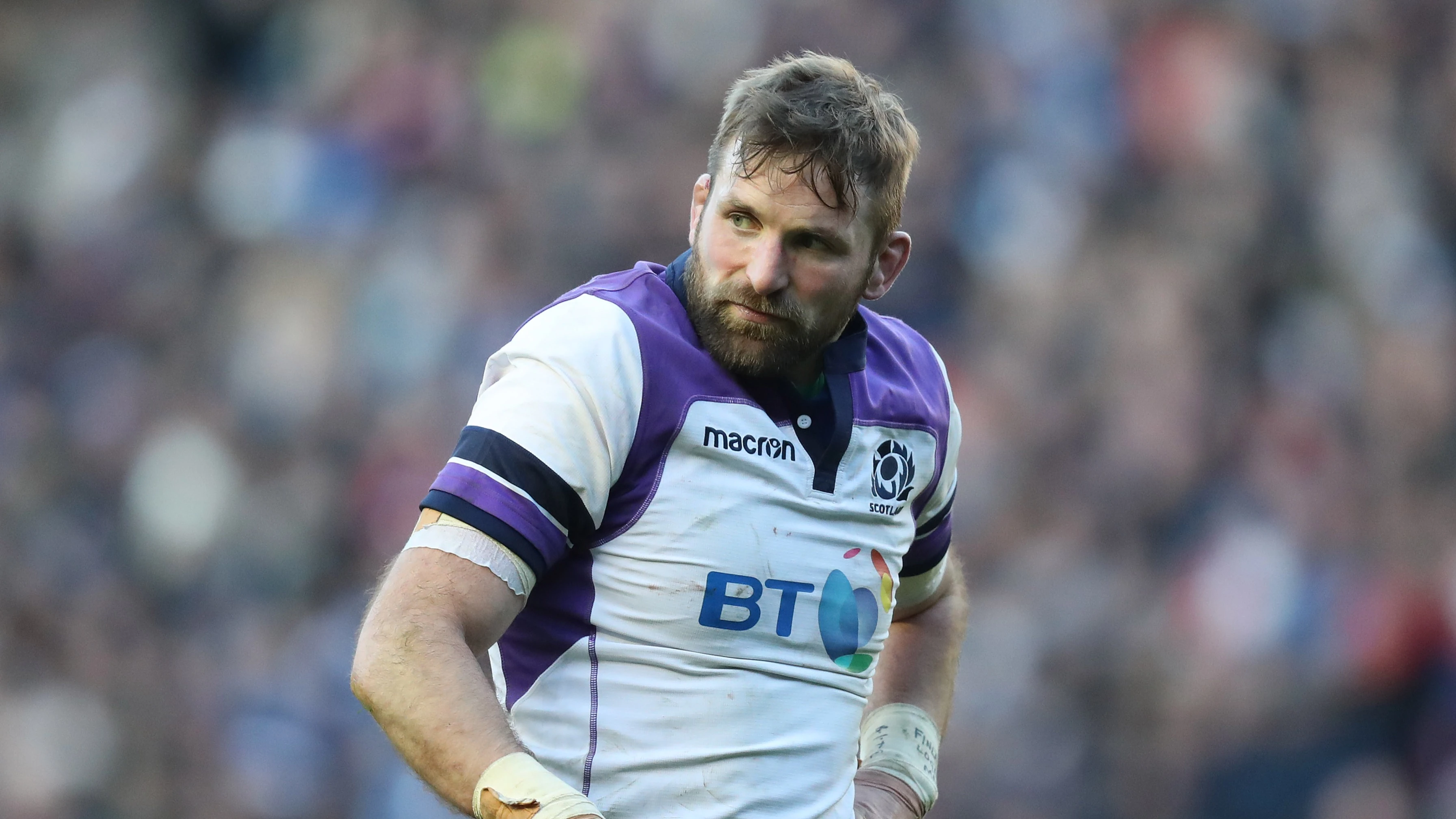 Scotland's John Barclay takes a breather during the 2018 meeting with France.