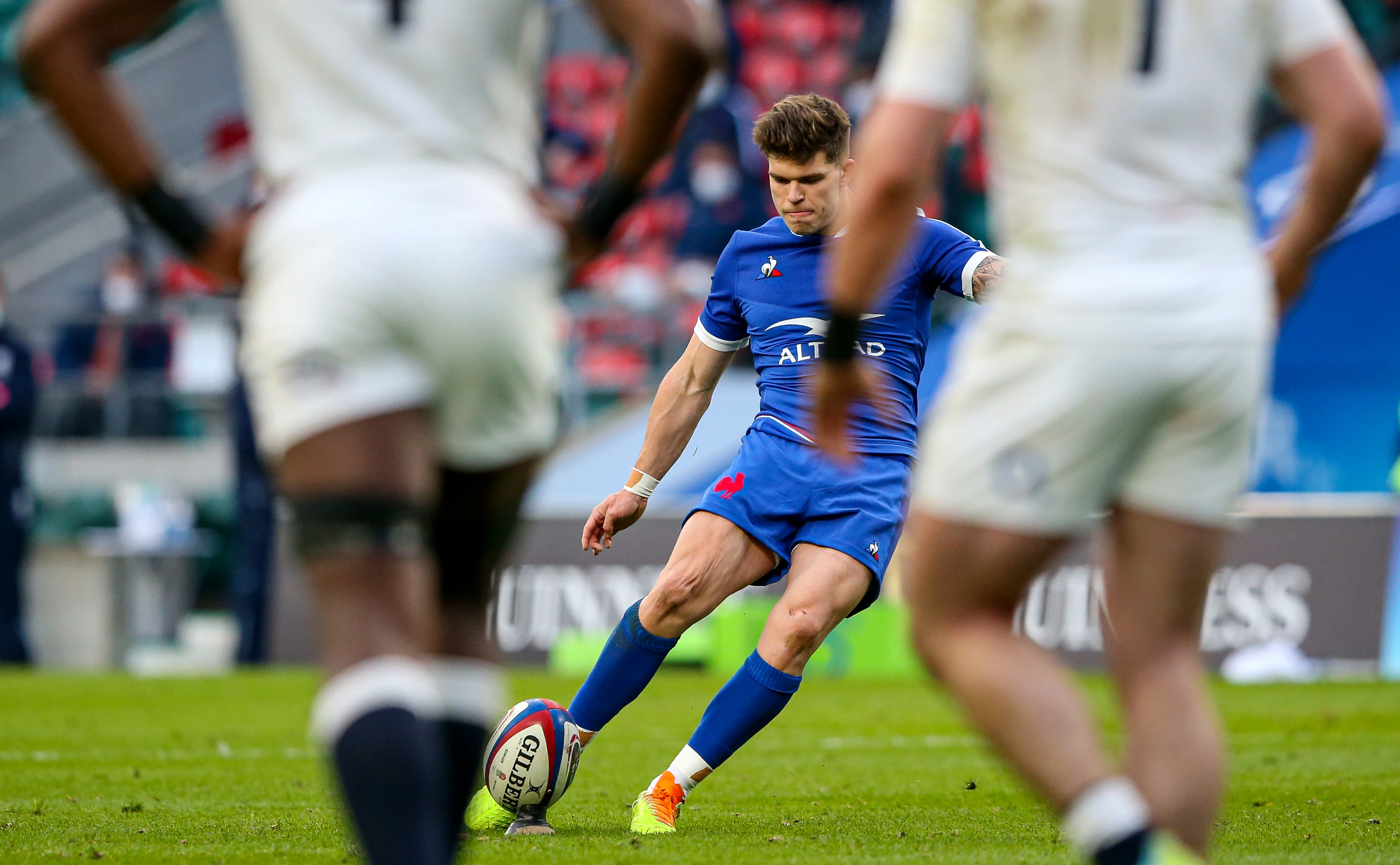 2021 Guinness Six Nations Championship Round 4, Twickenham Stadium, London, England 13/3/2021
England vs France
France's Matthieu Jalibert takes a kick
Mandatory Credit ©INPHO/Andrew Fosker