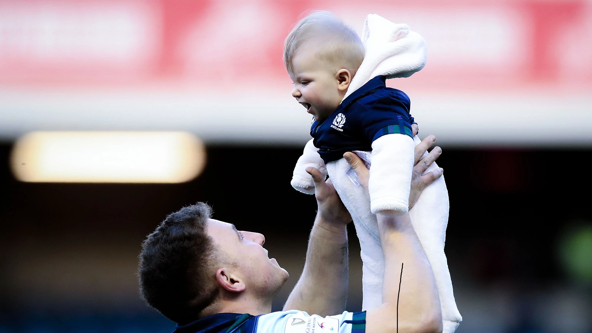 Duncan Weir celebrates after the game with his daughter Emily 8/3/2020