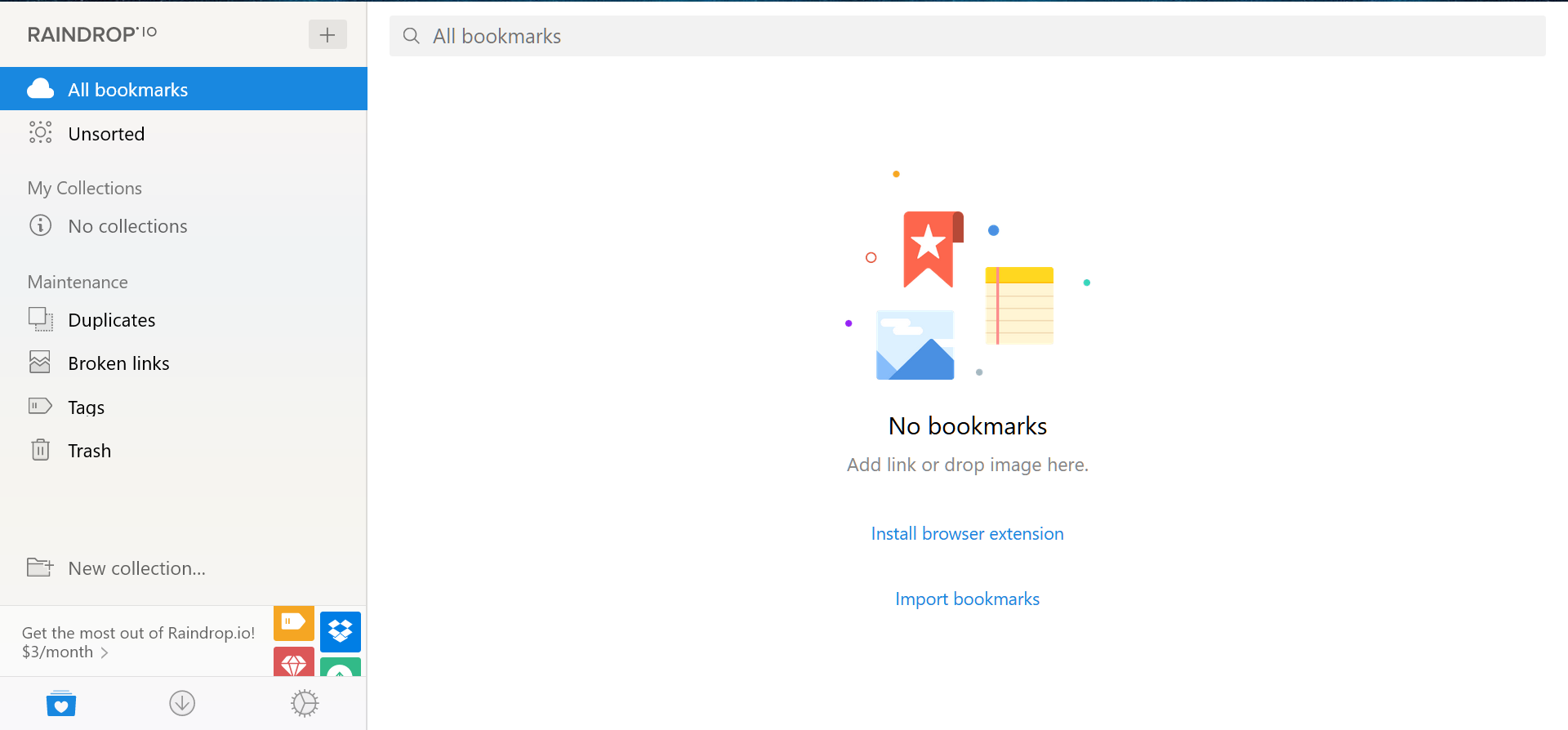 Raindrop.io - 3. No bookmarks