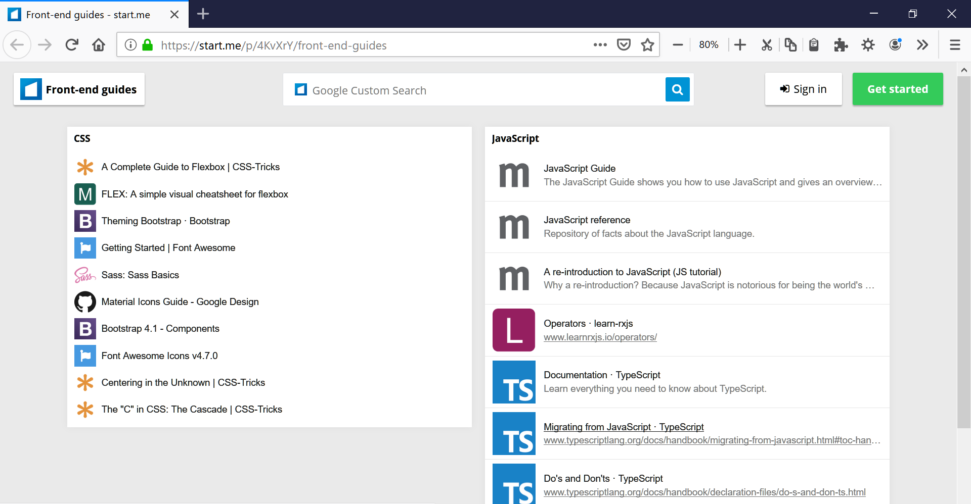 Start.me - 3. Access page with link