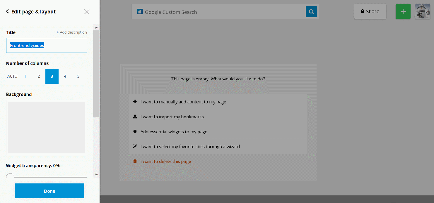 Start.me - 5. Edit page & layout