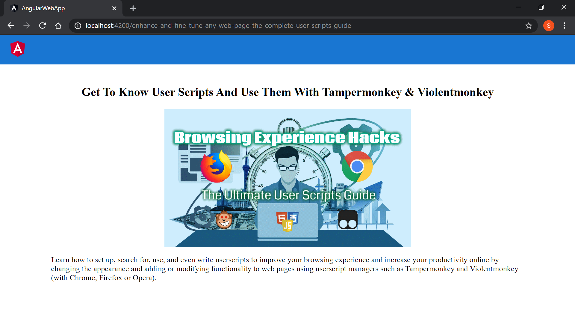 Angular Implementation - 3- Article component