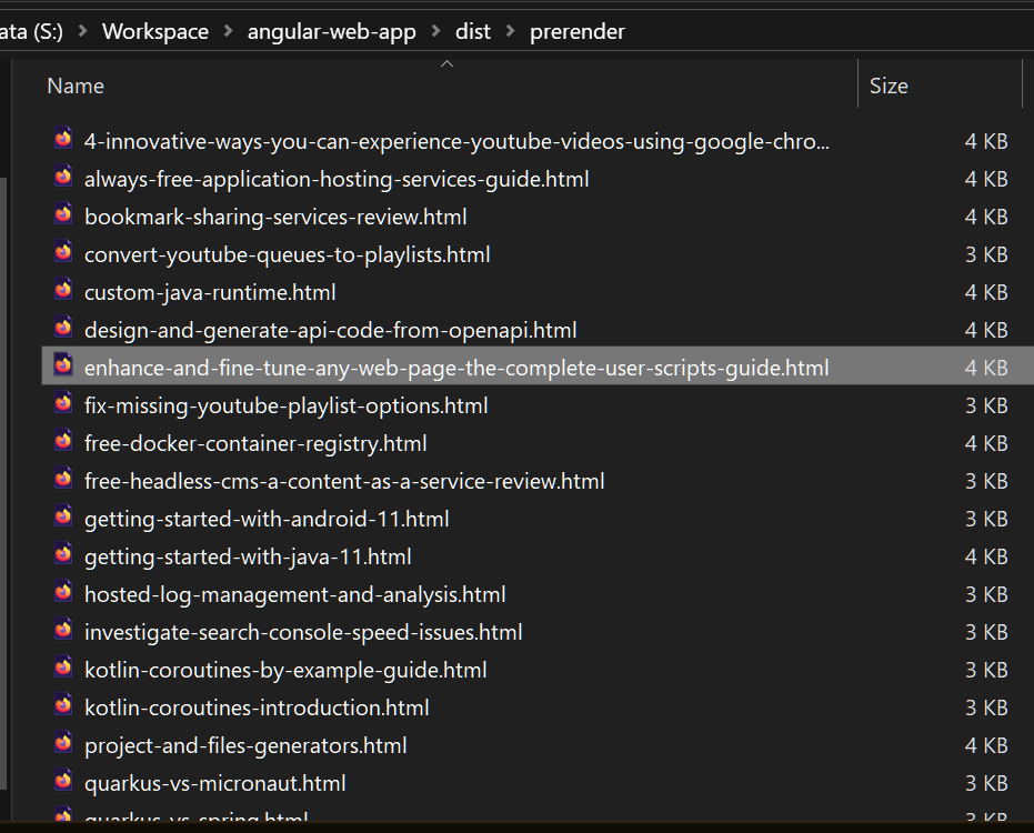 Angular Prerendering - 3- Prerendered HTML pages