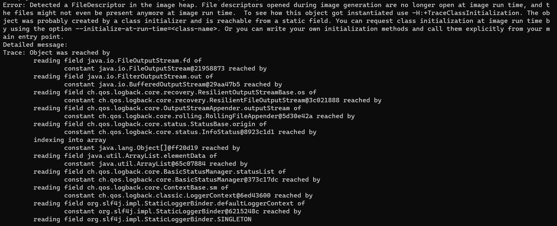 File descriptor in the image heap error