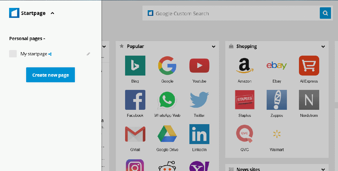 Start.me - 2. Create a new page