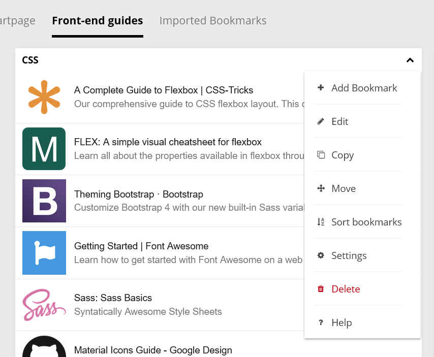 Start.me - 2. Customize list