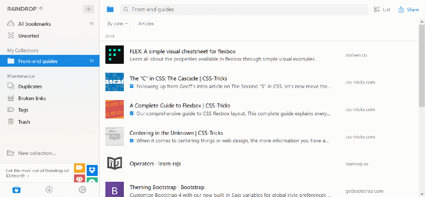 Raindrop.io - 5. Bookmark collection