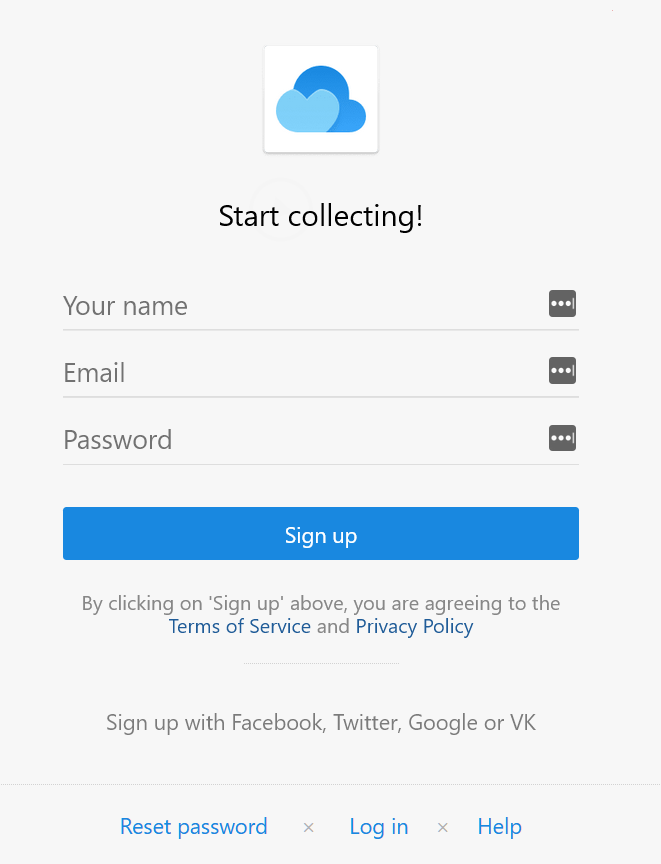 Raindrop.io - 2. Signup page
