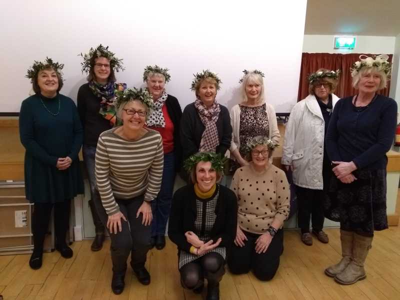 Club members with Dr Patty Baker in their Roman floral crowns