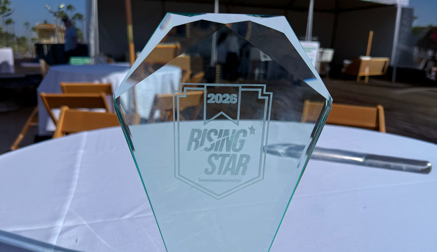A photo of the award for the 2026 Insurance Business America Rising Star