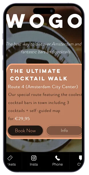 Phone screen displaying the booking process for a walk.