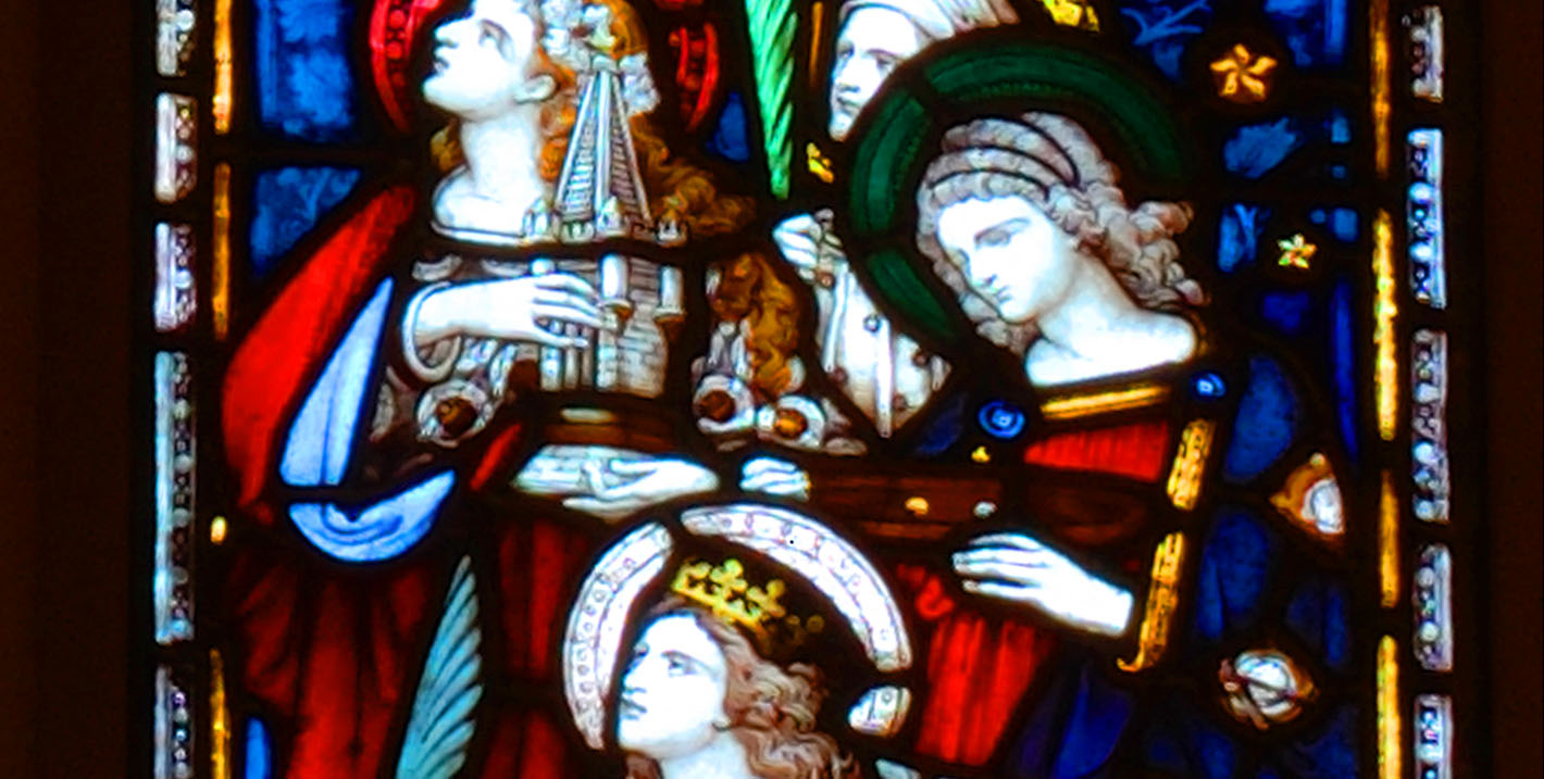 close-up of stained glass window