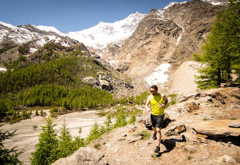 Trailrunning, Saastal, Saas-Fee, Wallis, Schweiz
