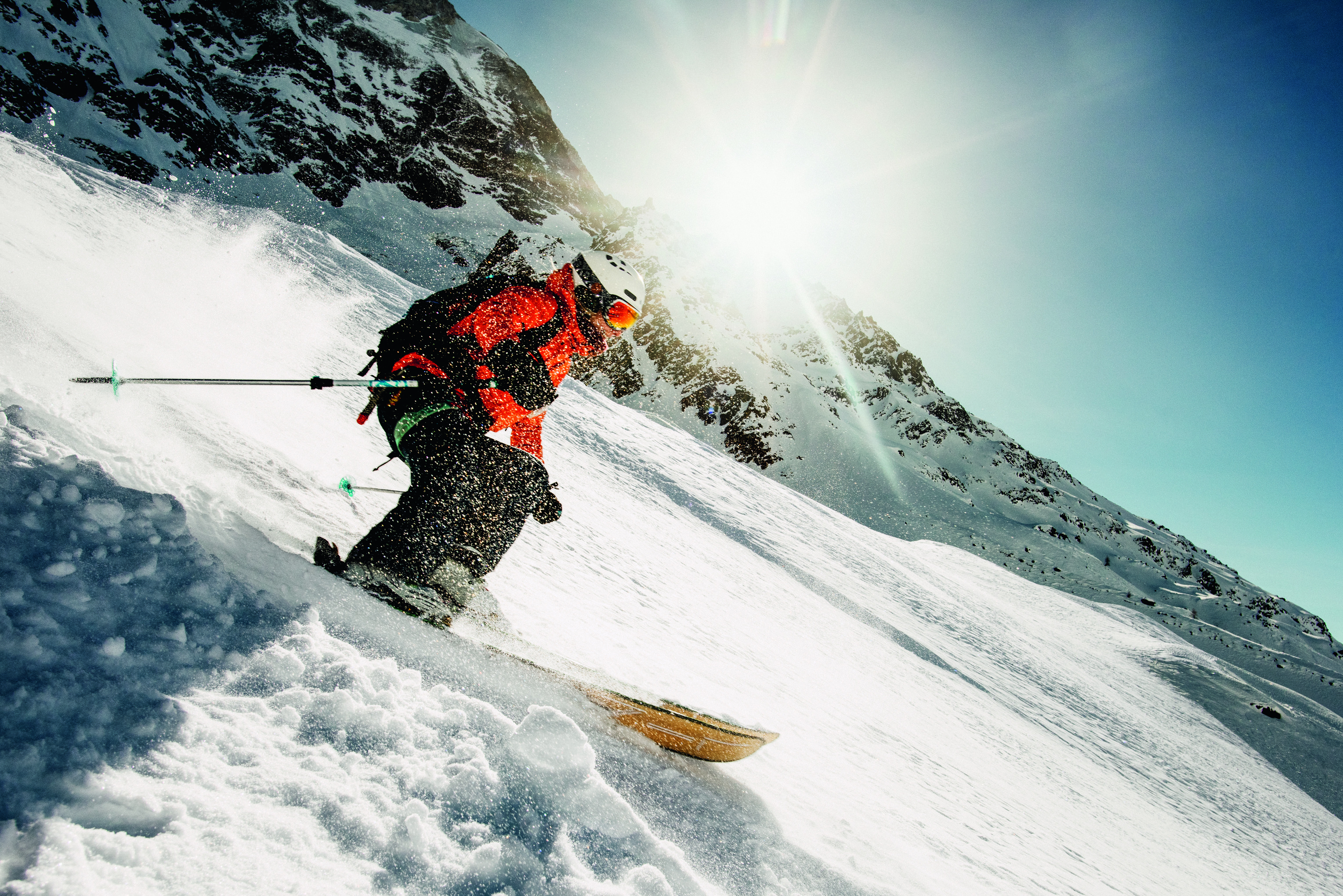 Stefanie Schelling has a blast in the Lötschental powder snow