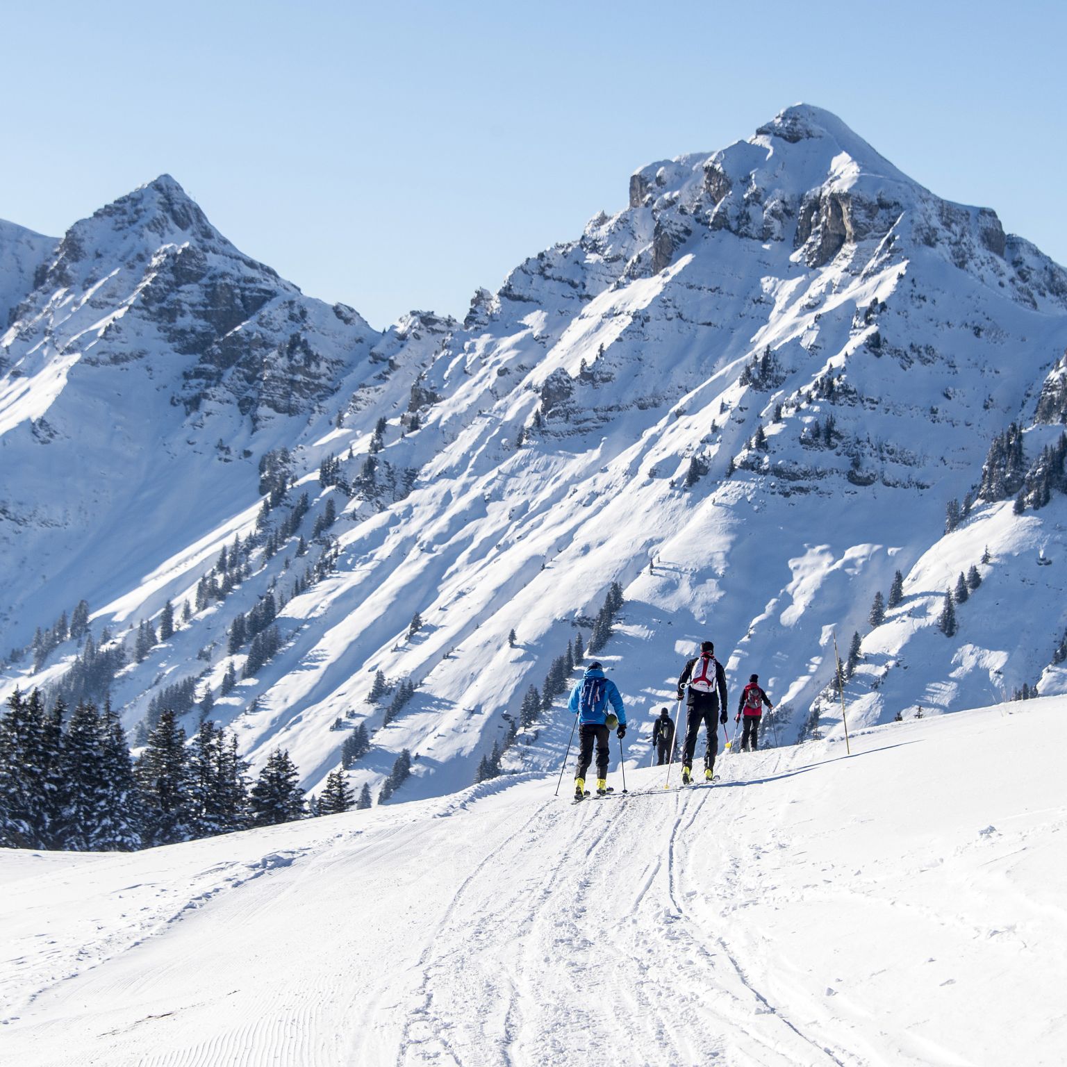 Ski de randonnée à Morgins, rando parc, ski touring, hiver en Valais, Suisse