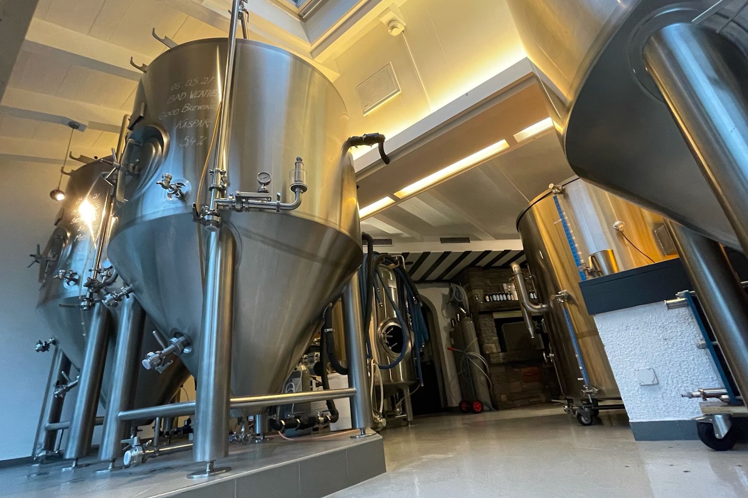 The containers at the BrigerBierBrauerei, Valais, Switzerland