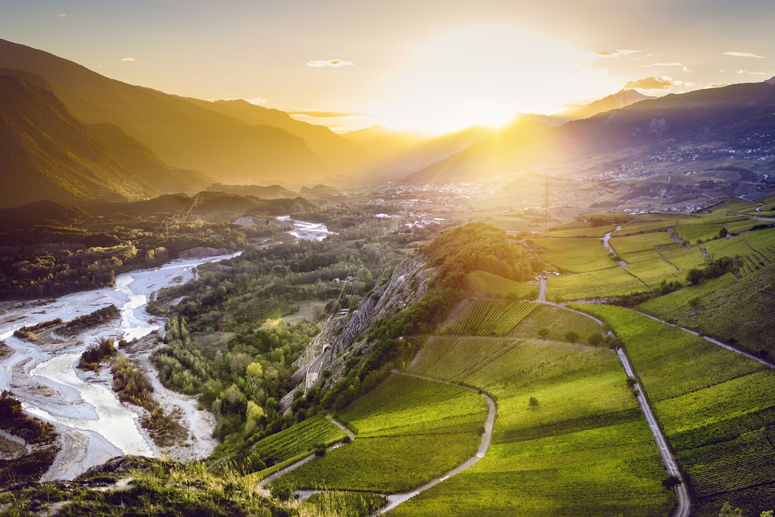 Coucher de soleil à Varen, Valais