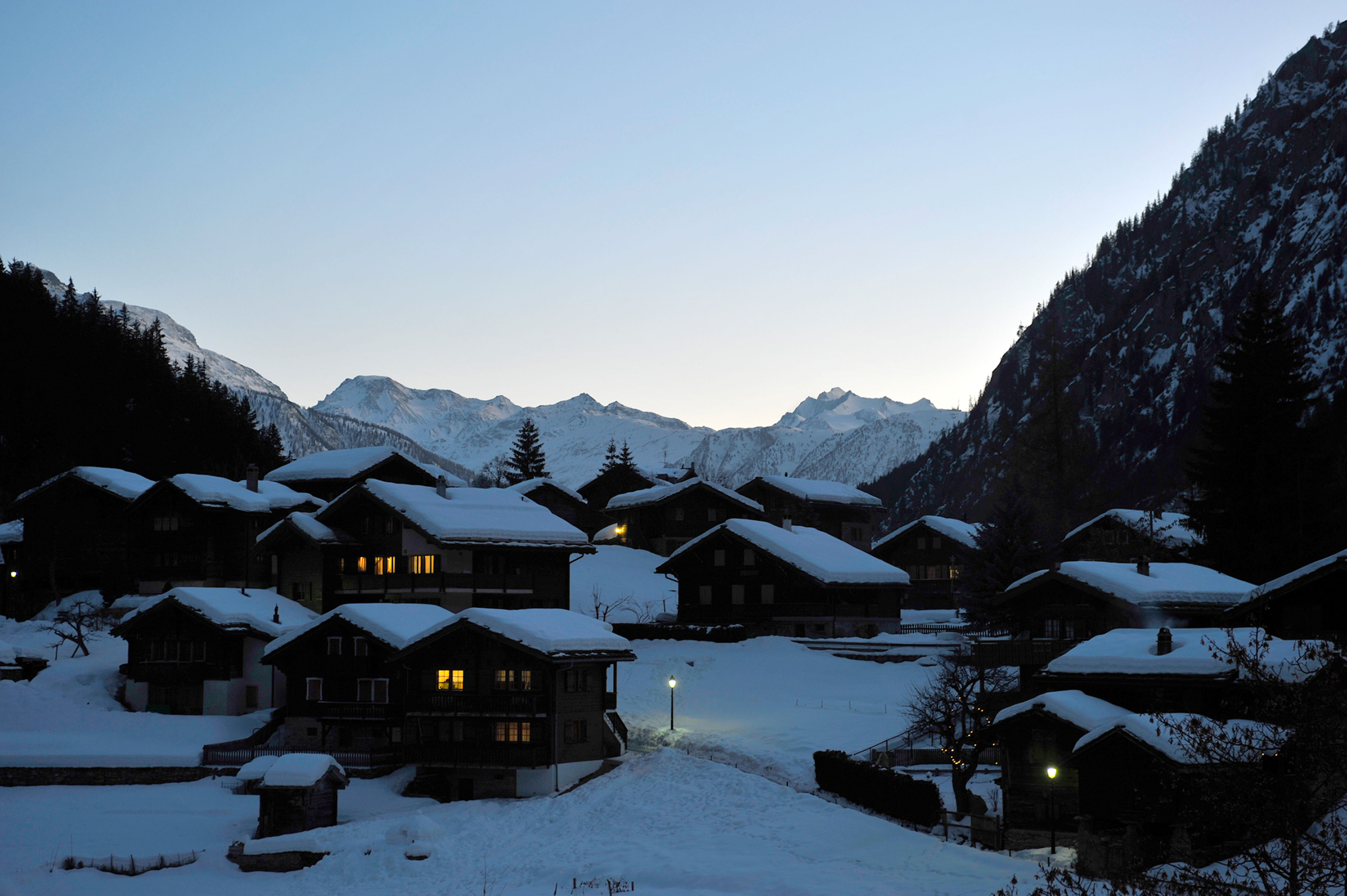 Village Blatten at night, Valais