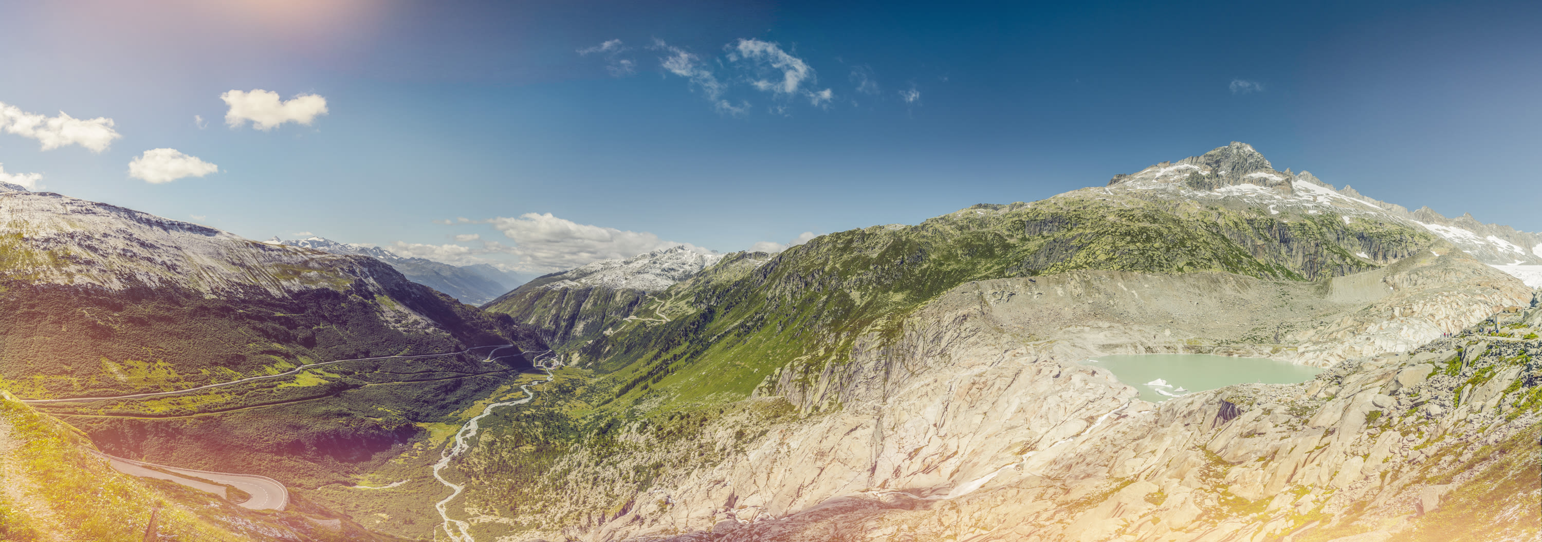 Summer landscape at Furka Pass, summer in Valais, Switzerland
