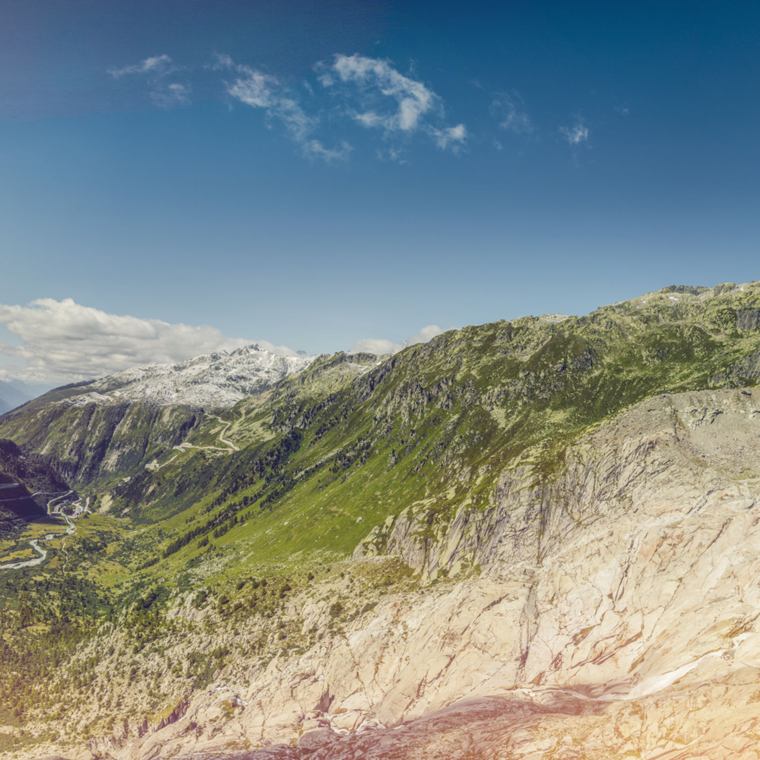 Summer landscape at Furka Pass, summer in Valais, Switzerland