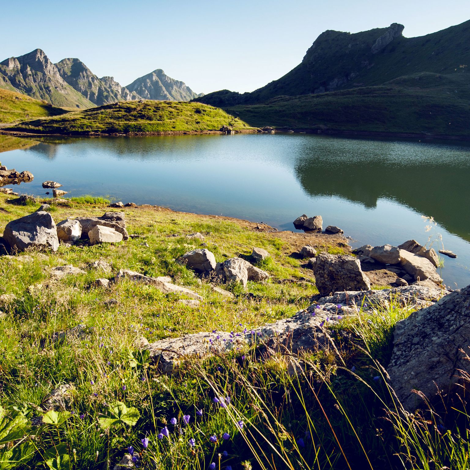 Mountain lake, Lac Vert, Champéry, Valais