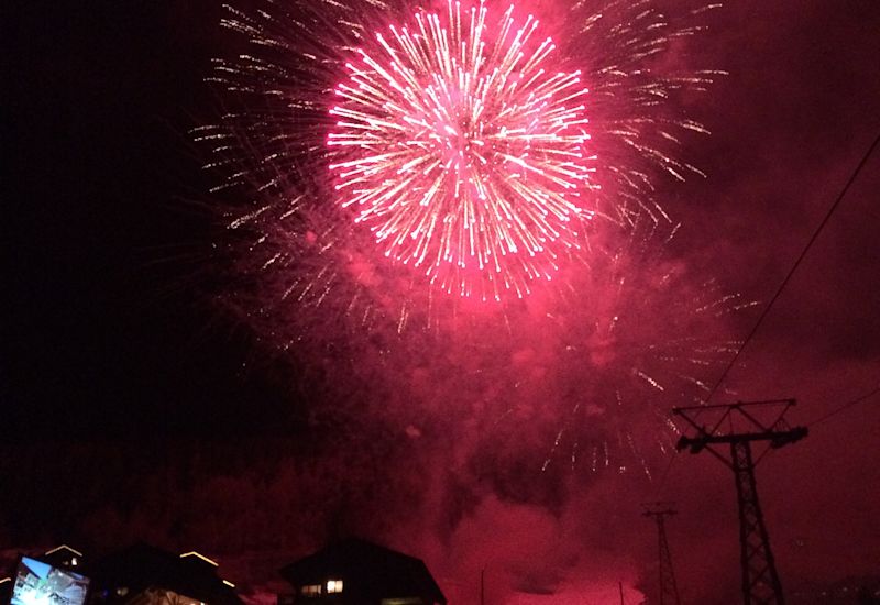 Fireworks in the Val d'Anniviers for the new year. Valais, Switzerland