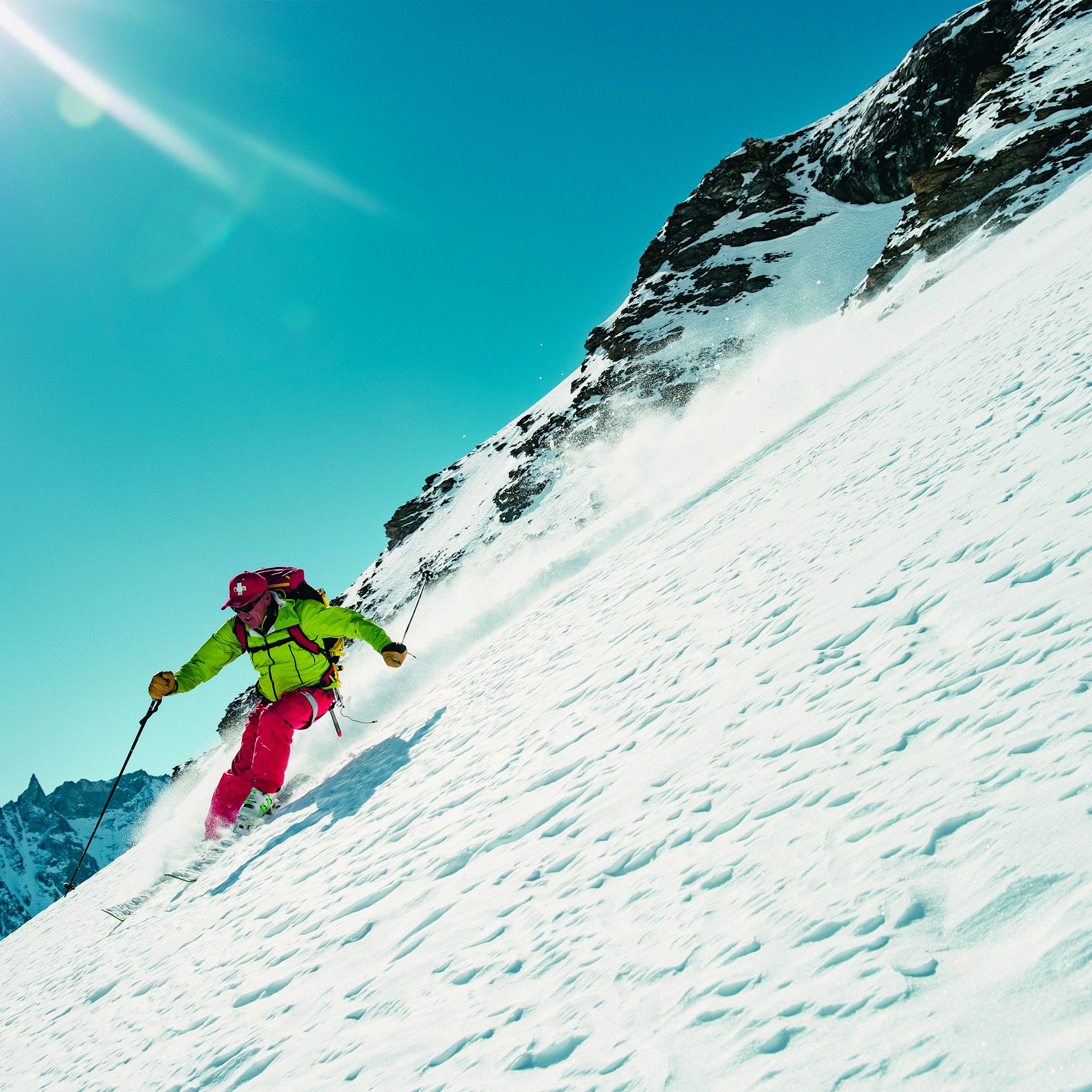 Freeride, Arolla, Val d'Hérens, Valais, Wallis, hiver, neige