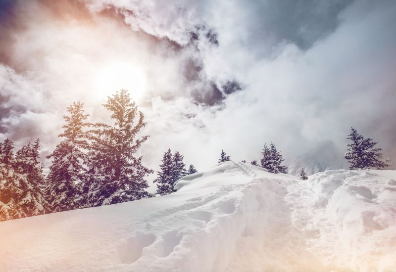 Winter landscape in Belalp, Winter in Valais, Switzerland