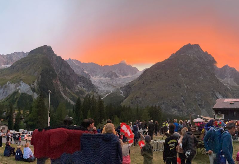 Swiss National Day in La Fouly, Valais, Switzerland.