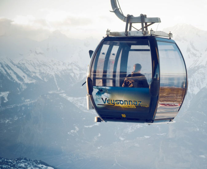 Télécabine de Veysonnaz, vacances de ski en Valais, hiver, Suisse
