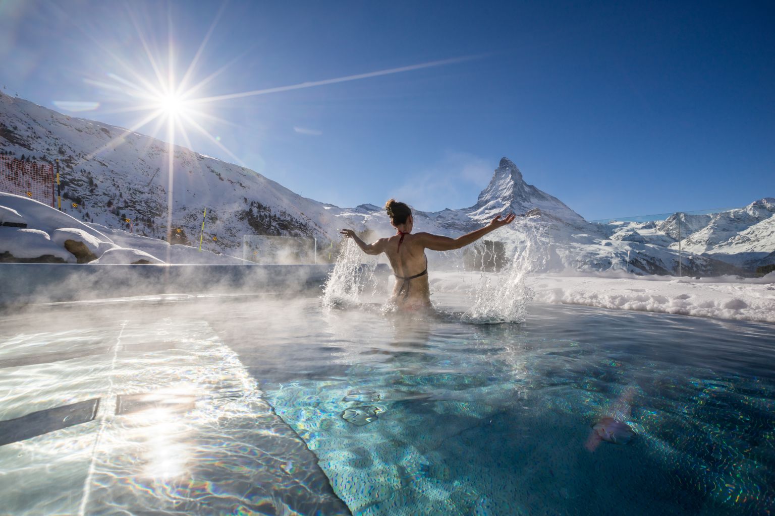 The Riffelalp hotel is located on the slopes of Zermatt, at the foot of the Matterhorn