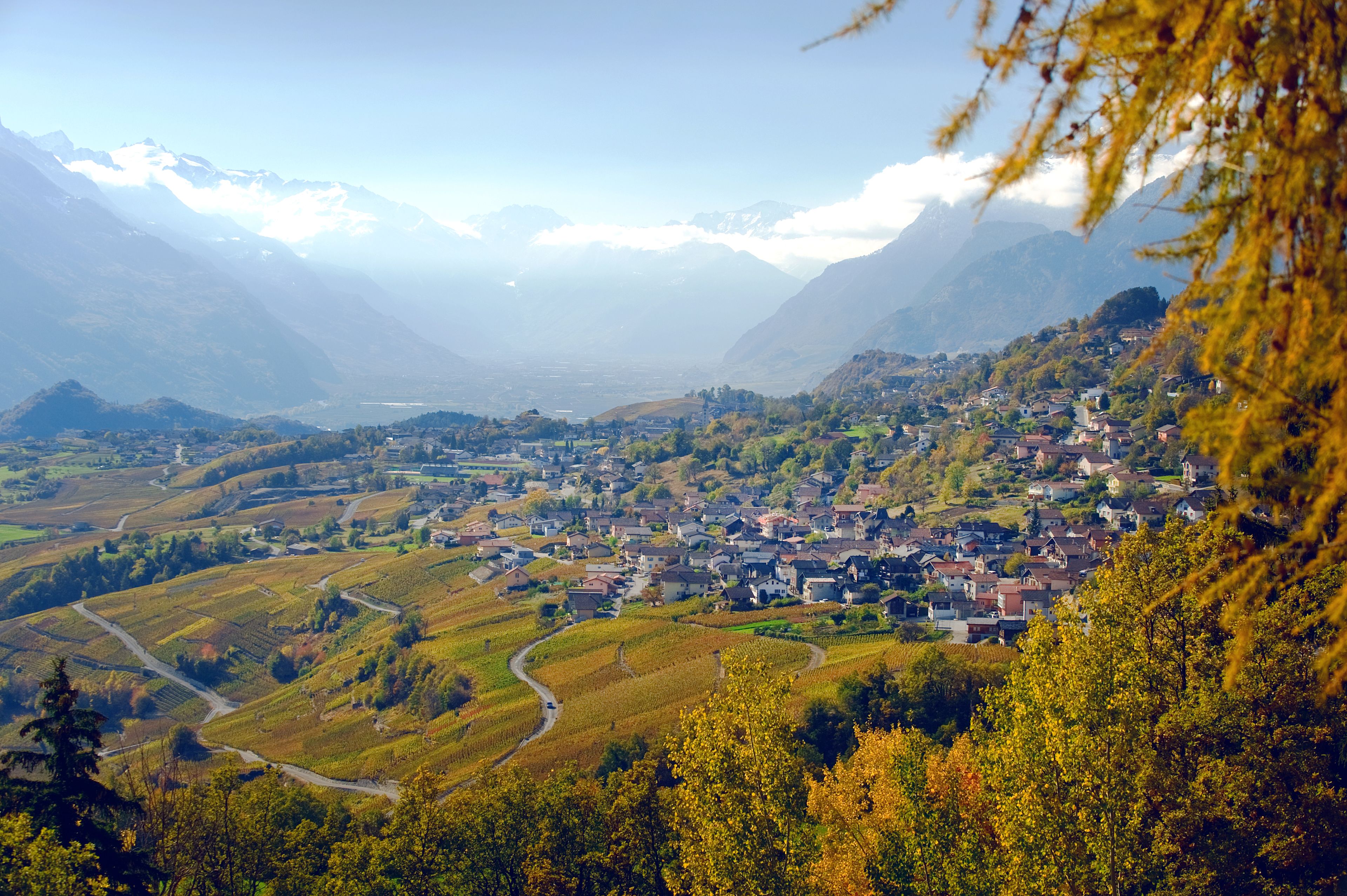 Dorf Savièse im Sommer, Wallis