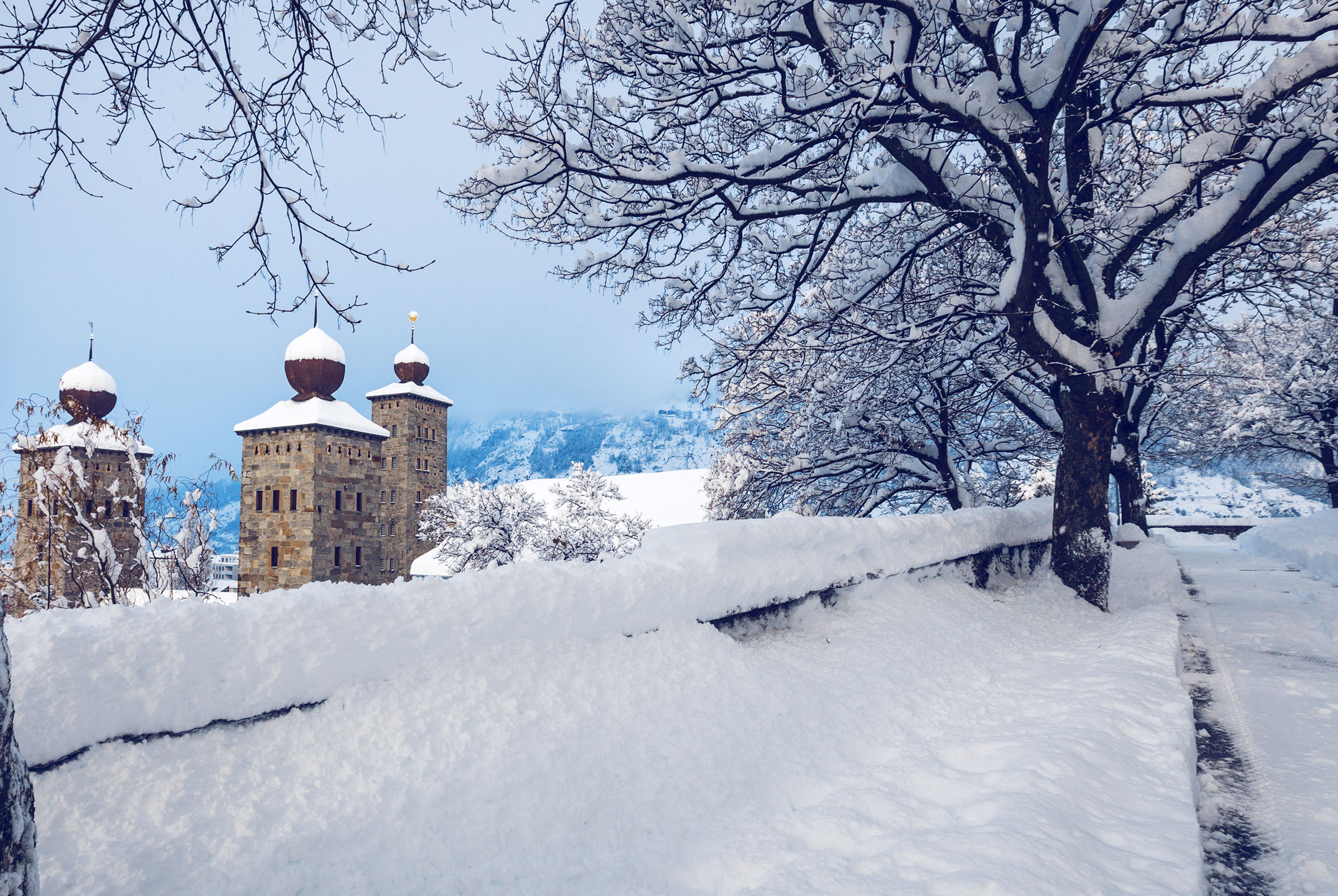 Stockalperschloss in Brig im Winter, Wallis
