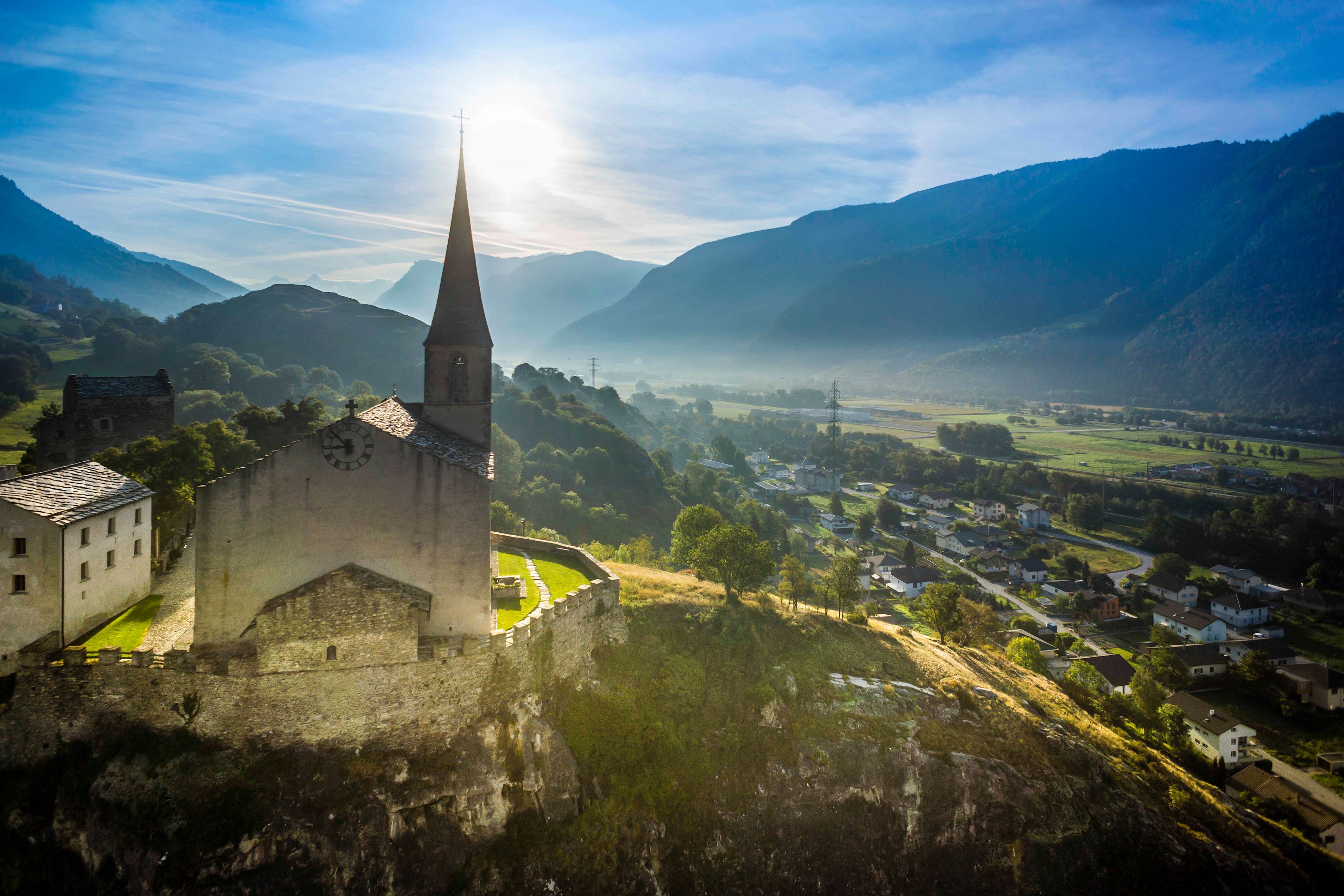 St. Romanus fortified church in Raron in the Lötschberg region.