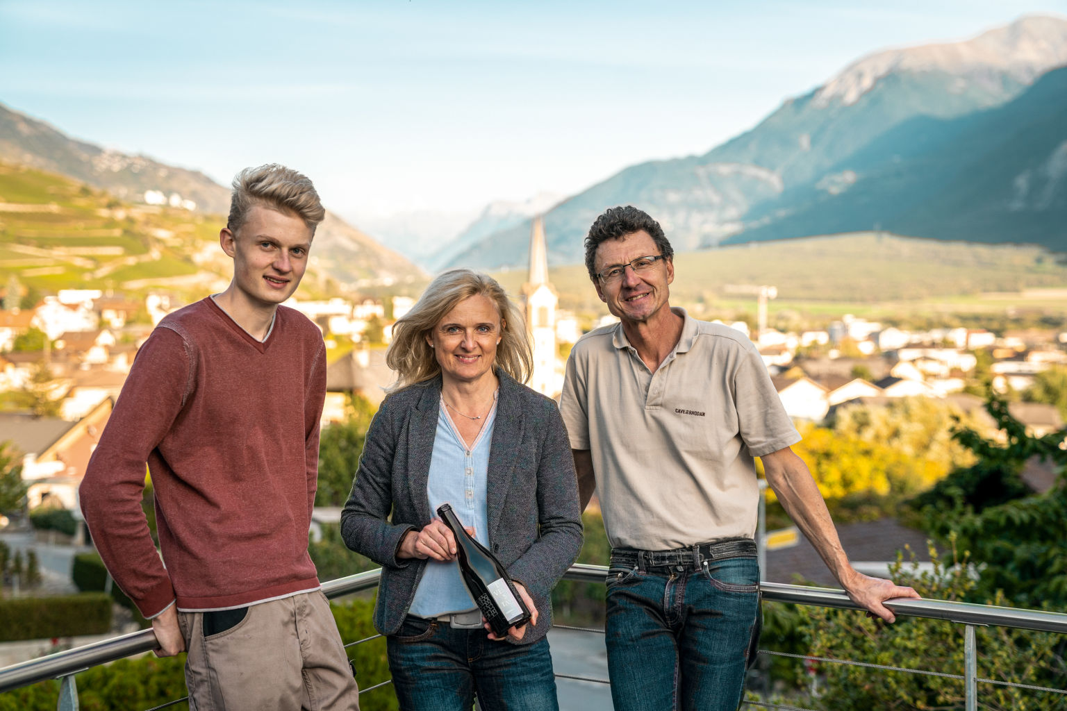 Family Mounir with the best Swiss Red Wine of 2019, Valais, Switzerland