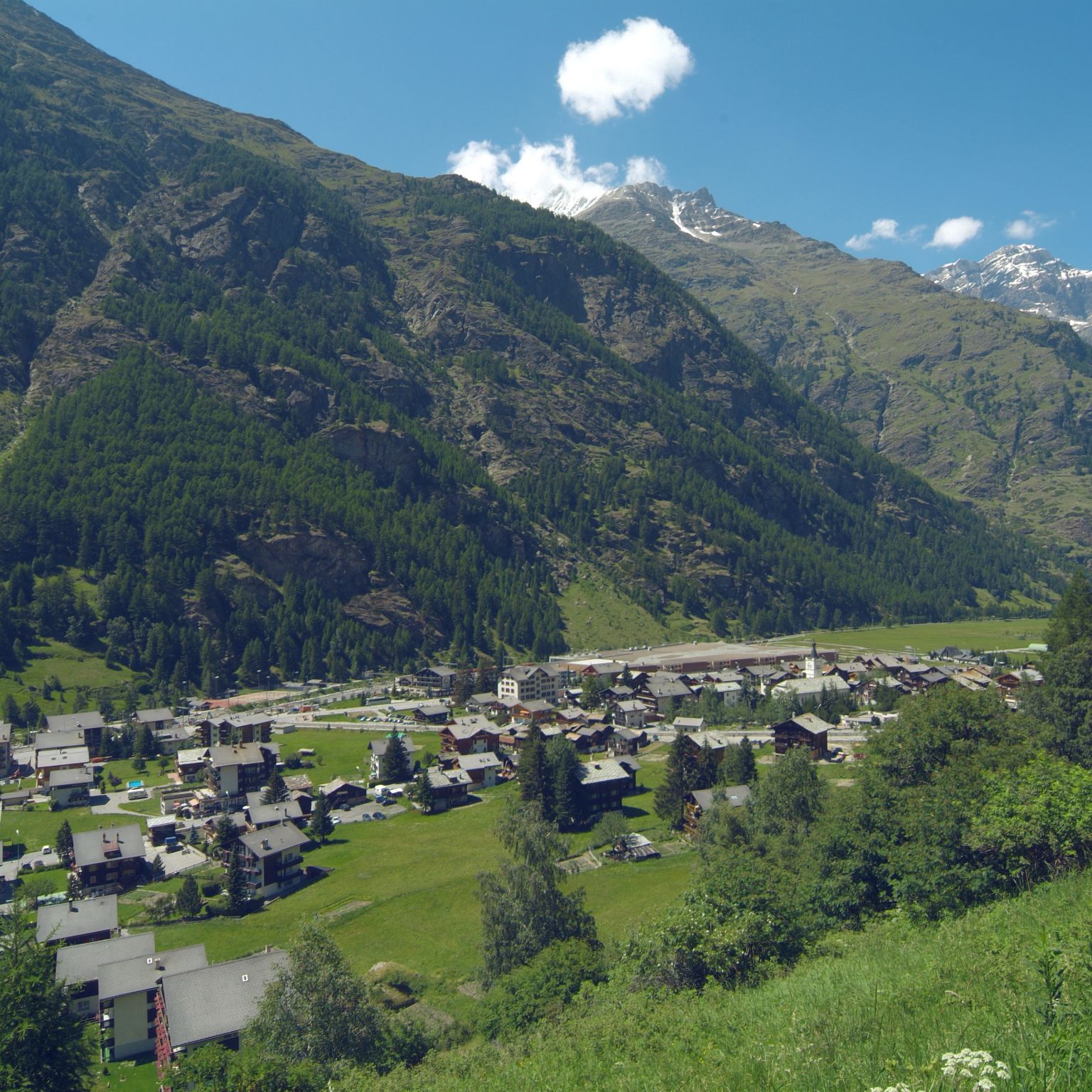 Village Taesch en été, Valais