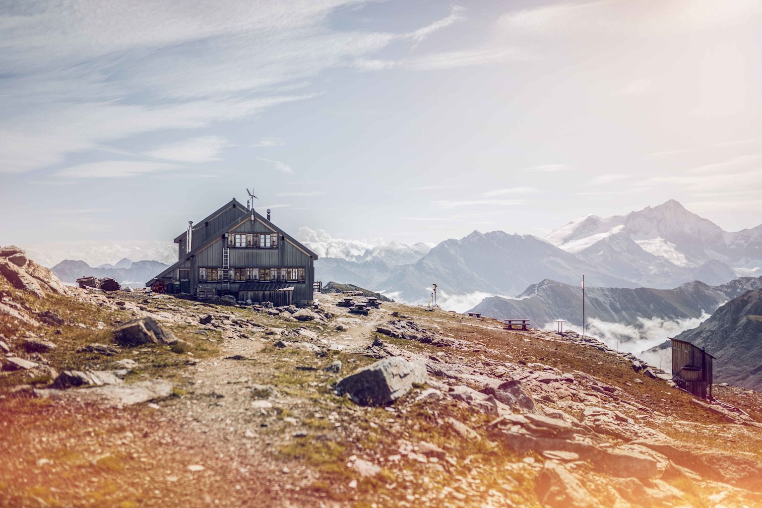Becs de Bosson, Hut, Val d'Anniviers, Valais, Switzerland