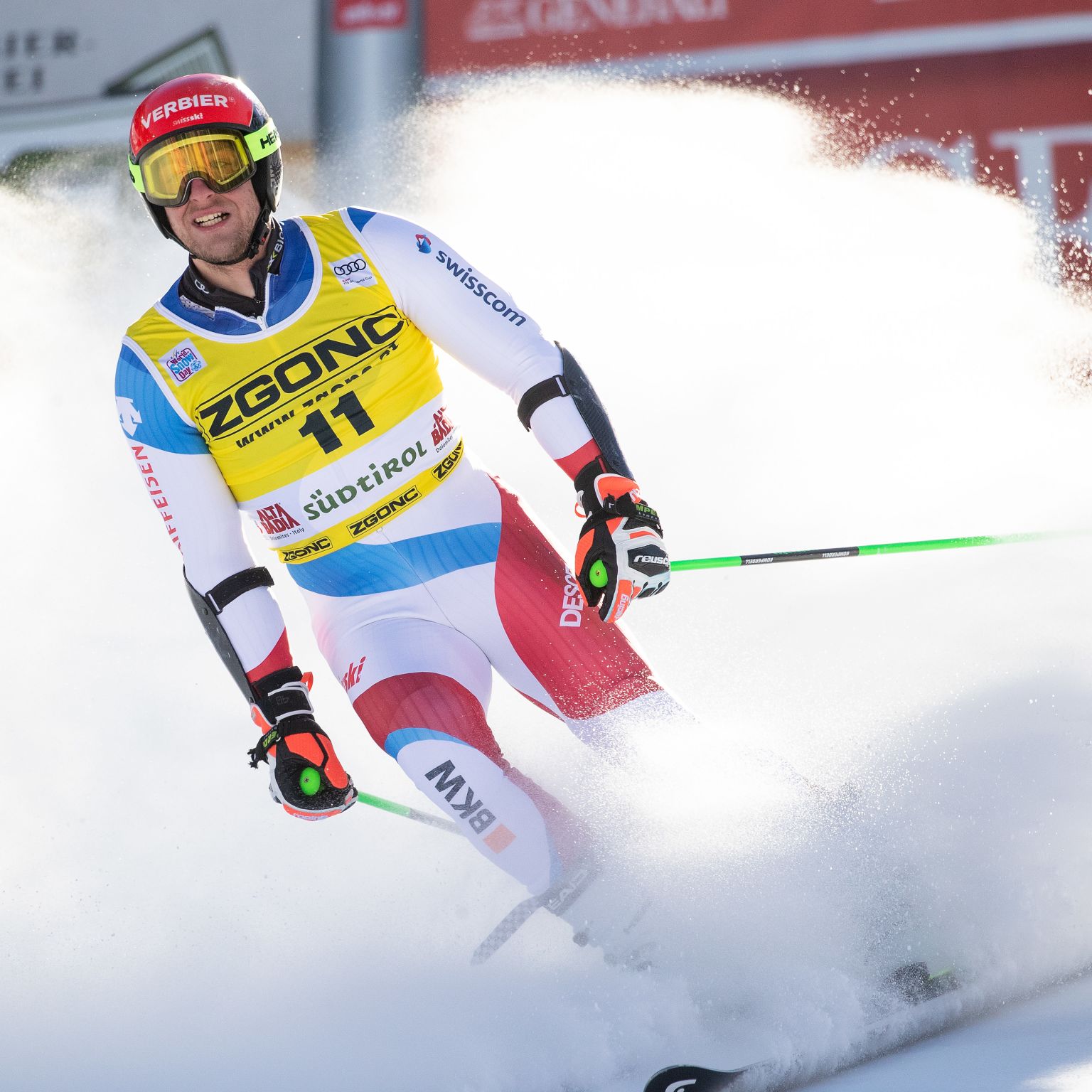 Justin Murisier, the skier from Bruson, at the finish of a world cup race.