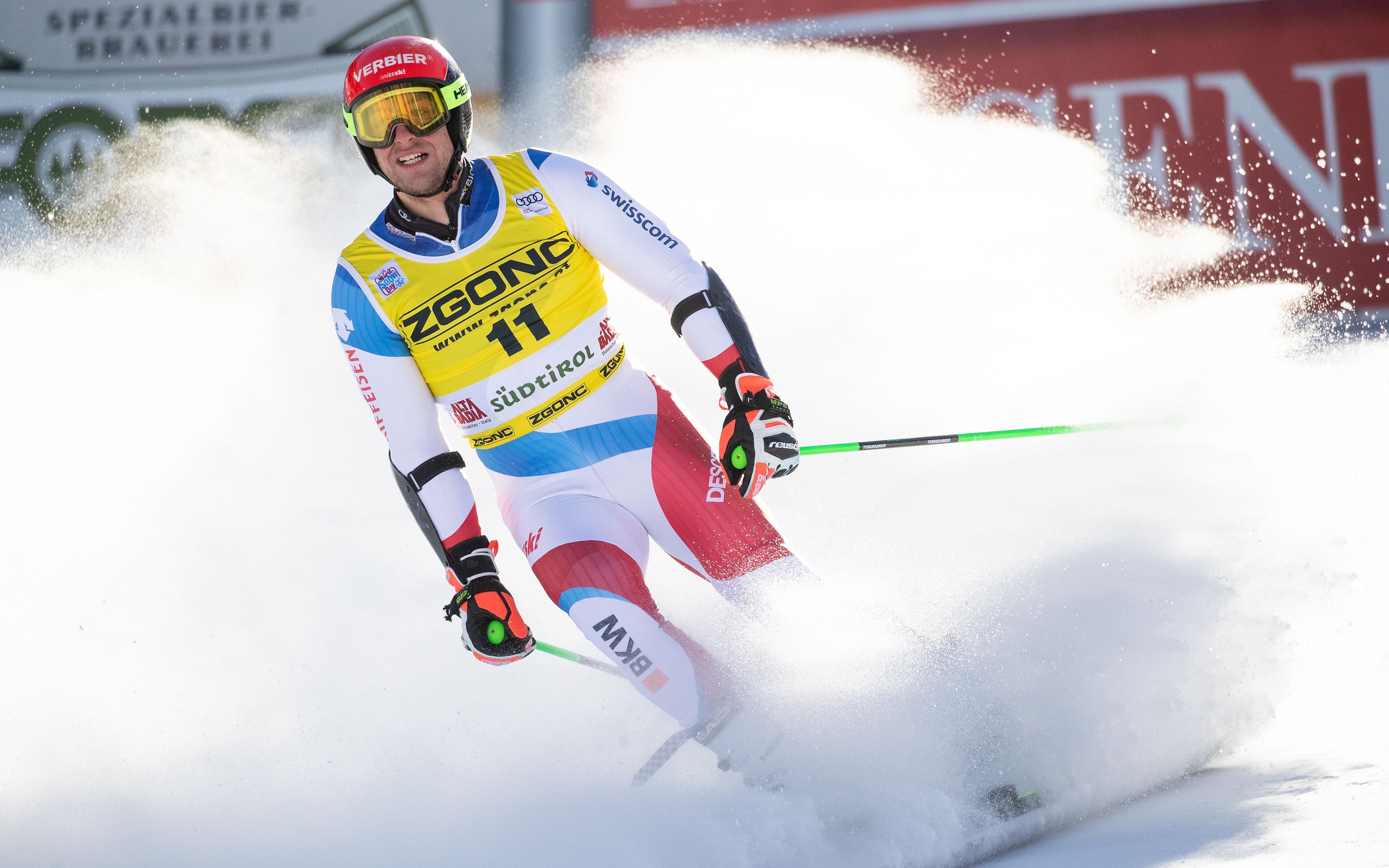 Justin murisier, le skieur de Bruson, à l’arrivée d’une course de coupe du monde.