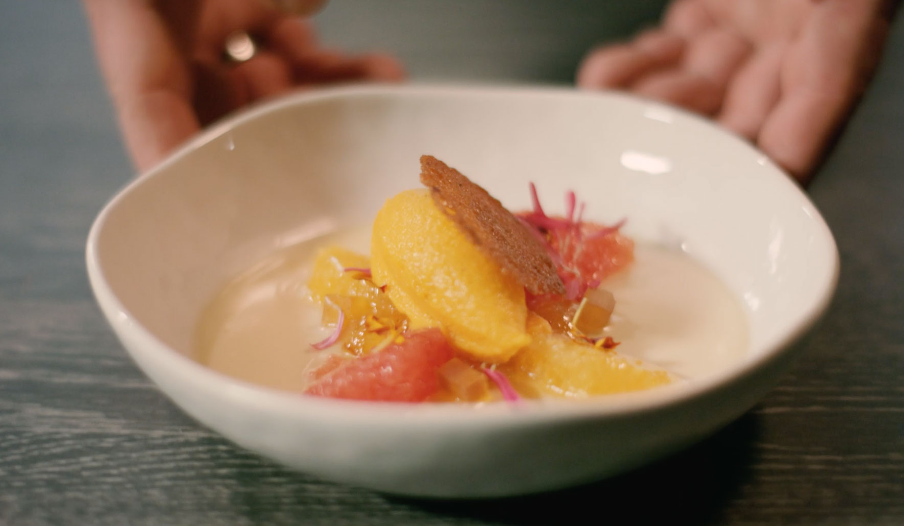 Panna cotta with citrus fruit and pumpkin ice cream recipe | Valais Switzerland
