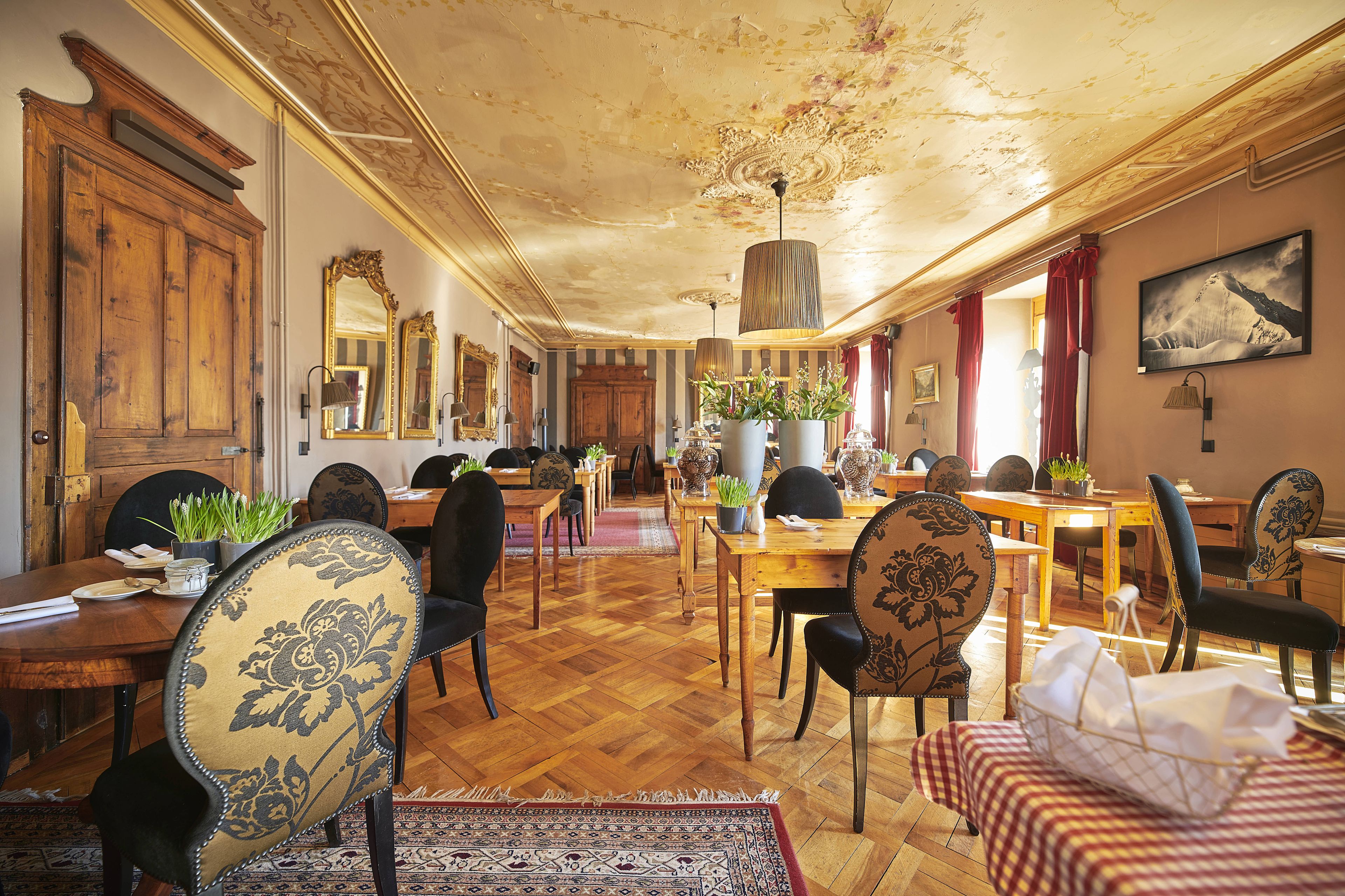 Old living room, Hotel Bella-Tola. Valais, Switzerland