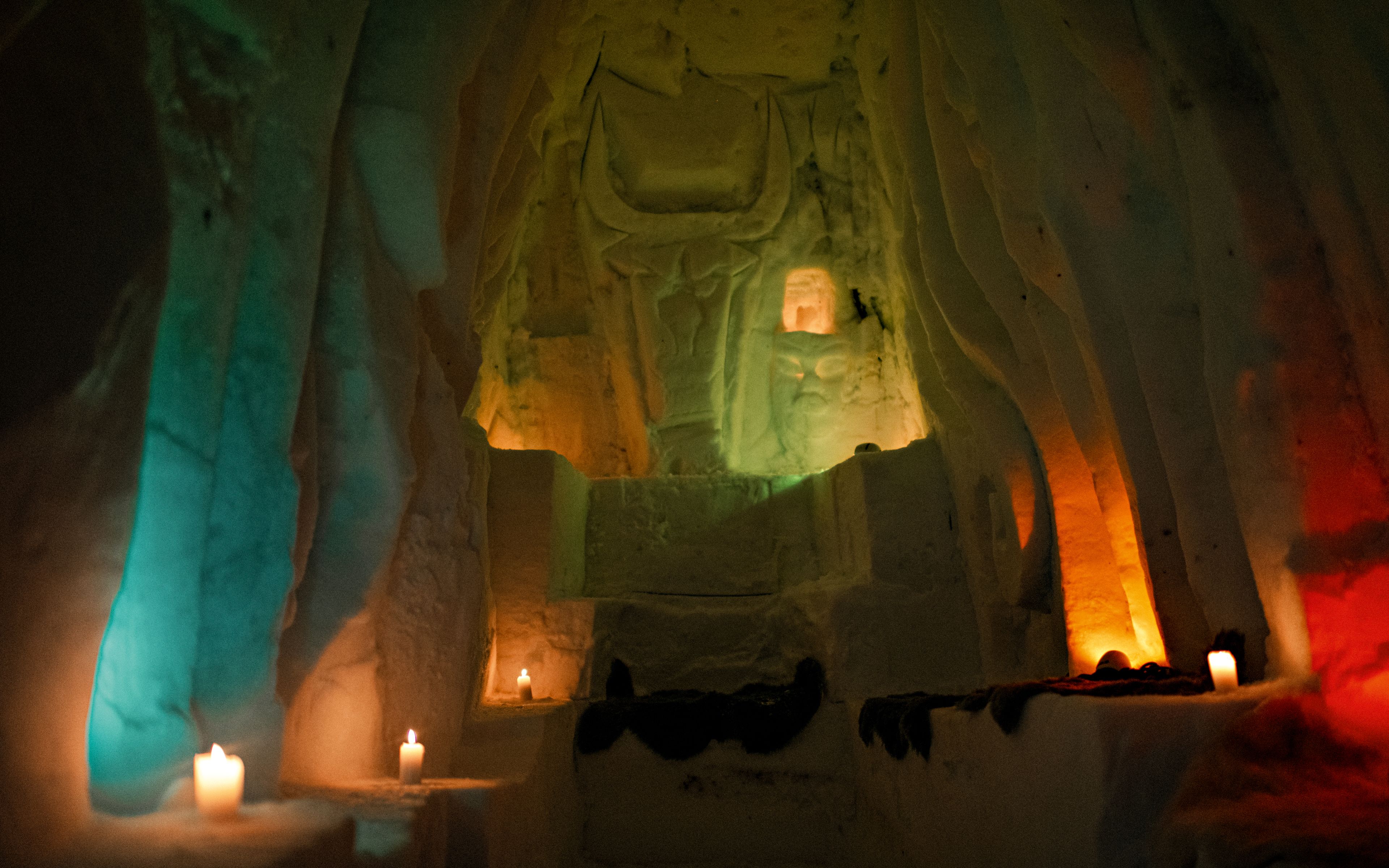 Artfully decorated and lovingly adorned: in the belly of Mario's snow sculpture, Valais, Switzerland