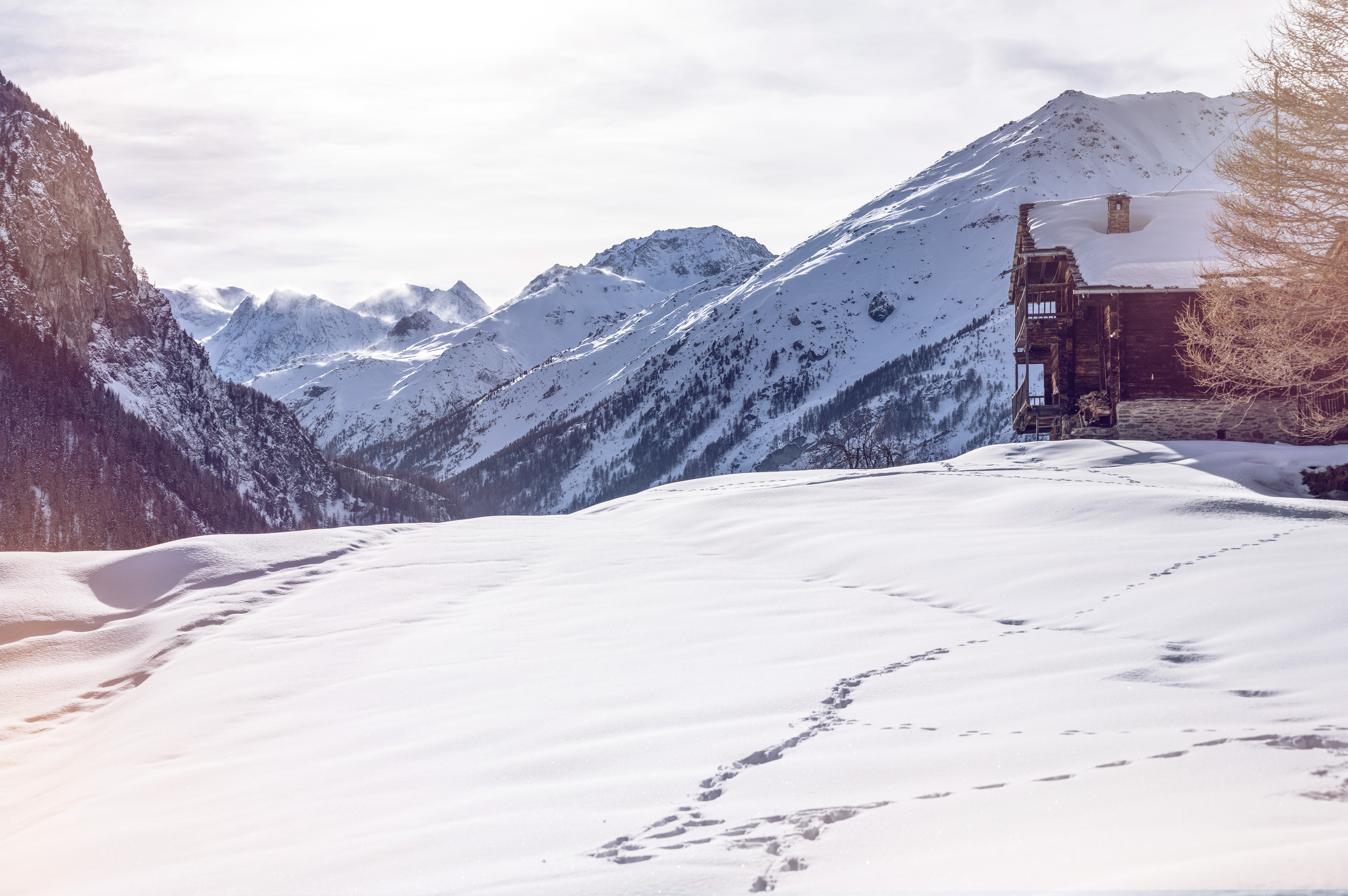 Chalet en hiver à La Forclaz, Valais